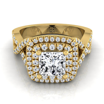 The Macy Select Halo Engagement Ring with Lab Diamond in 18K Yellow Gold - view 1