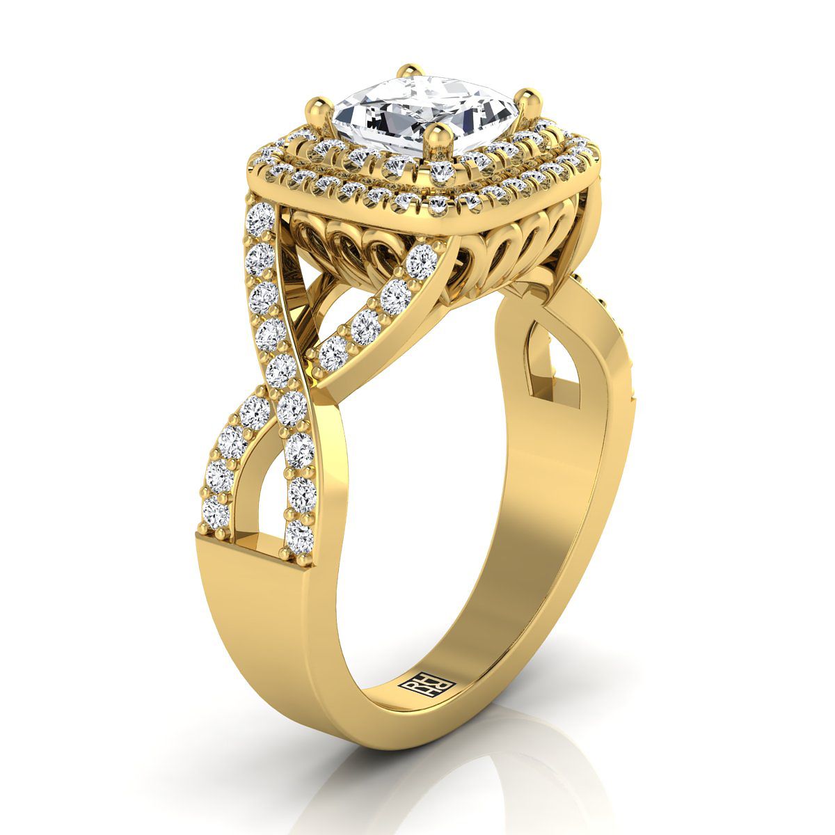 The Macy Select Halo Engagement Ring with Lab Diamond in 18K Yellow Gold - view 2