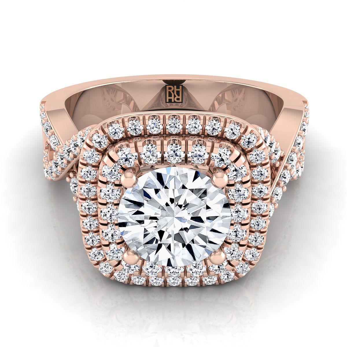 The Macy round engagement ring setting in 14K Rose Gold | RockHer