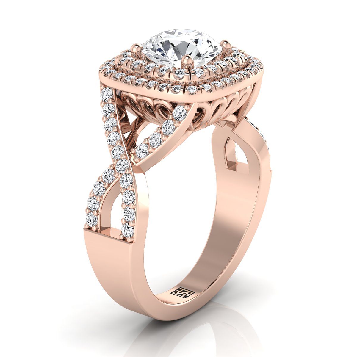 Select Double Halo styling on The Macy round engagement ring setting | RockHer