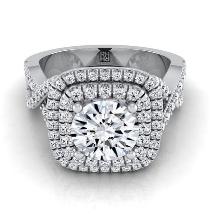Macy Select Double Halo Round Lab Diamond Engagement Ring in 14K White Gold | RockHer