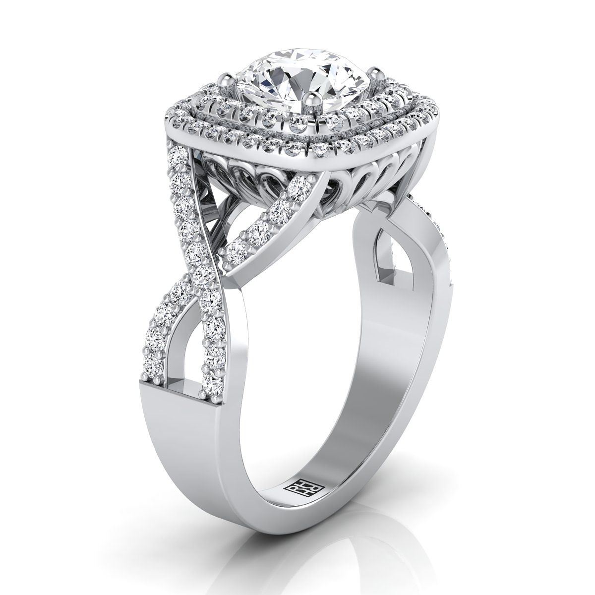 RockHer atelier photo of The Macy round engagement ring setting in 18K White Gold
