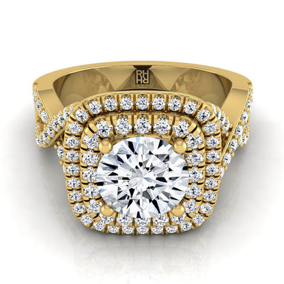 The Macy Select Halo Engagement Ring with Lab Diamond in 18K Yellow Gold - view 1