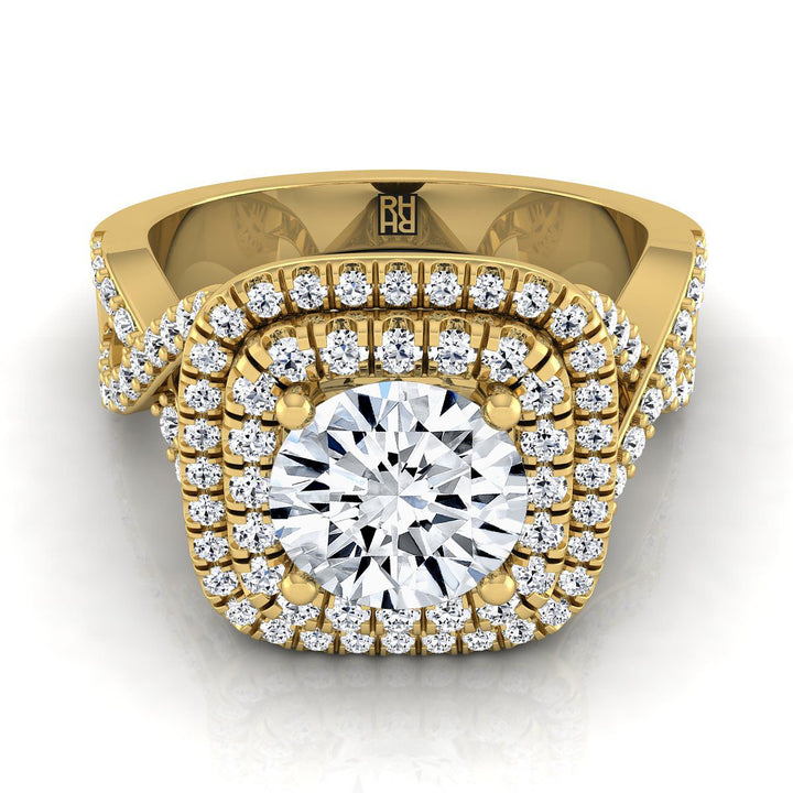 The Macy Select Halo Engagement Ring with Lab Diamond in 18K Yellow Gold - view 1