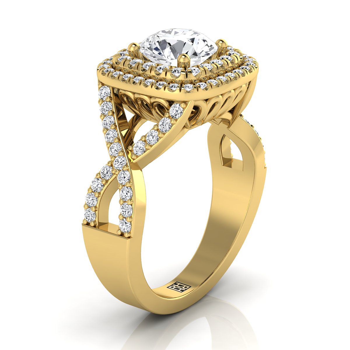 Select Double Halo styling on The Macy round engagement ring setting | RockHer