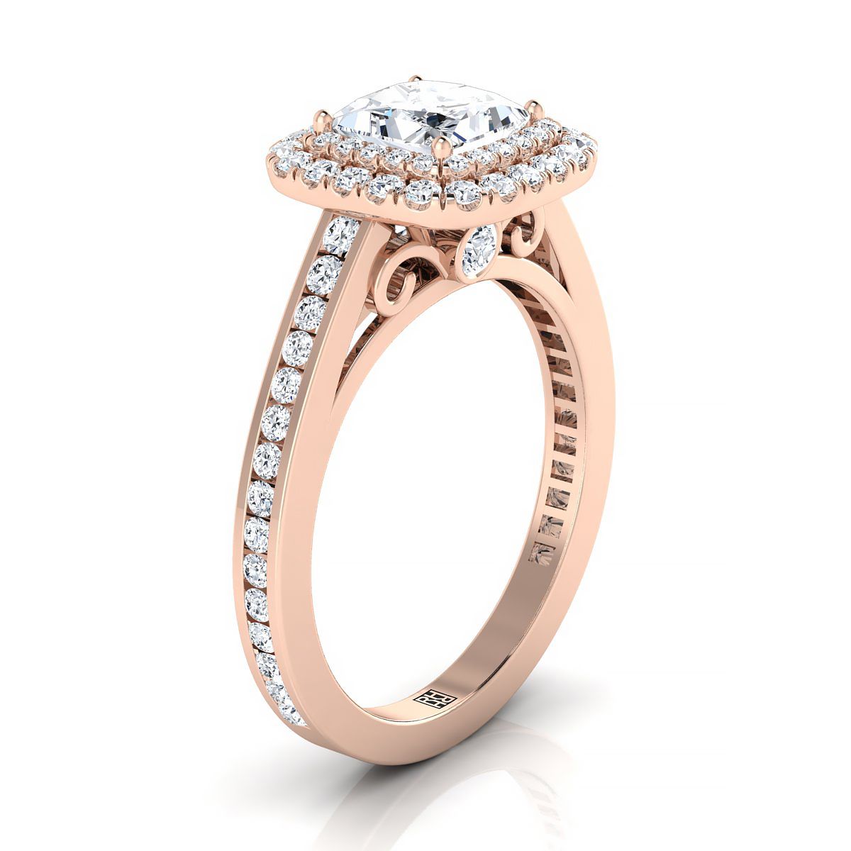 Select Double Halo styling on The Cecilia princess engagement ring setting | RockHer