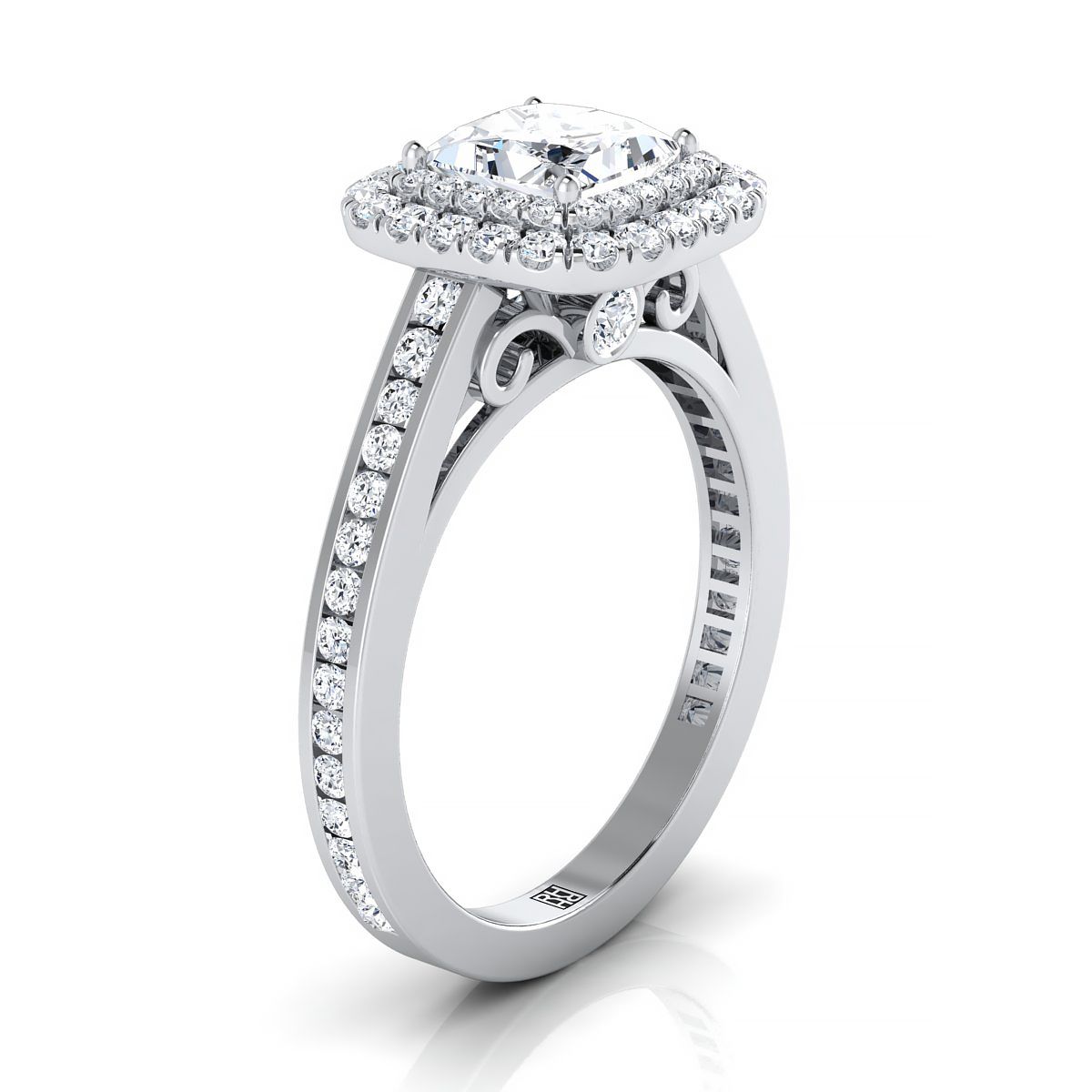 RockHer atelier photo of The Cecilia princess engagement ring setting in 18K White Gold