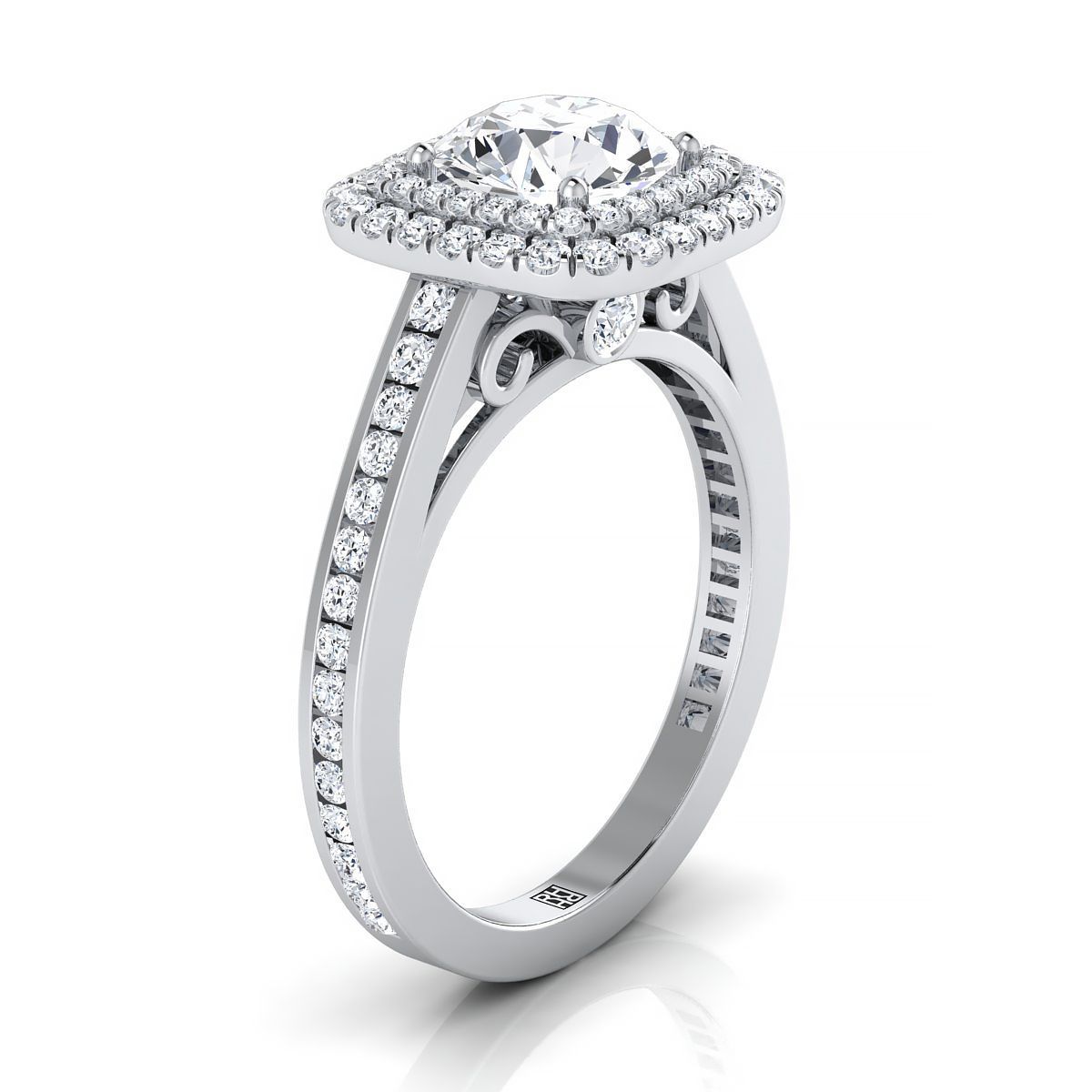 Select Double Halo styling on The Cecilia round engagement ring setting | RockHer