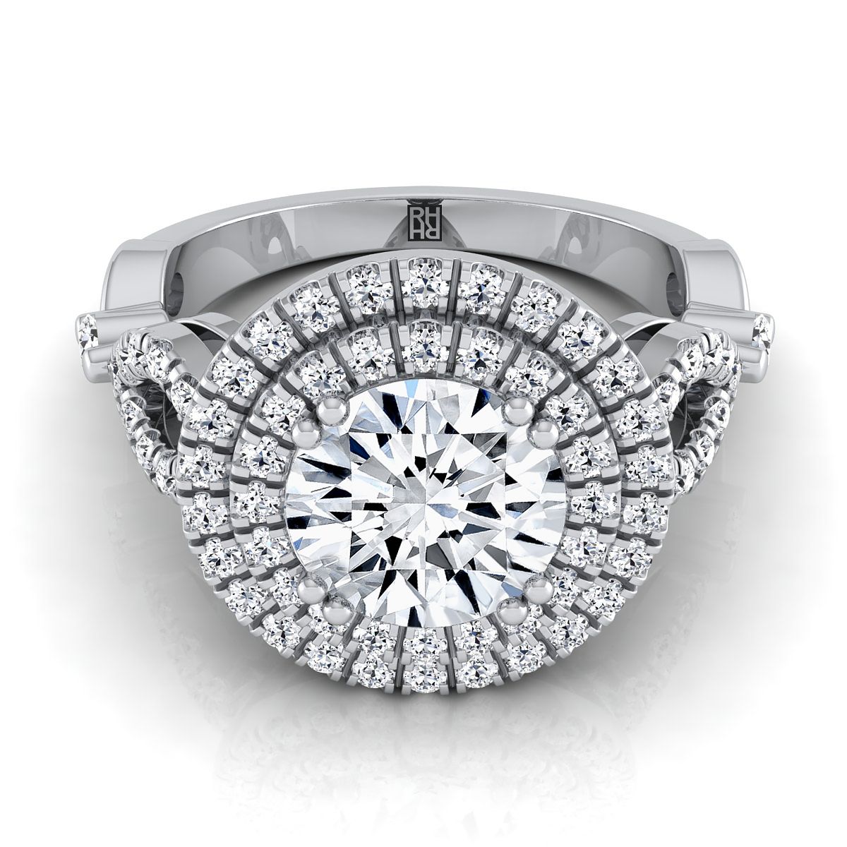 Calypso Select Double Halo Round Lab Diamond Engagement Ring in Platinum | RockHer