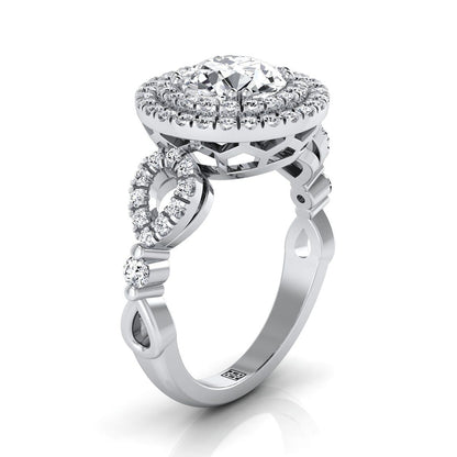 Calypso Select Double Halo Round Lab Diamond Engagement Ring in 18K White Gold | RockHer