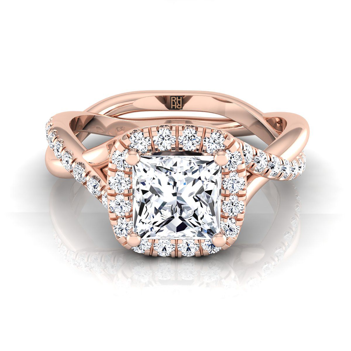 The Bell princess engagement ring setting in 14K Rose Gold | RockHer