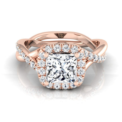 The Bell Select Halo Engagement Ring with Lab Diamond in 14K Rose Gold - view 1
