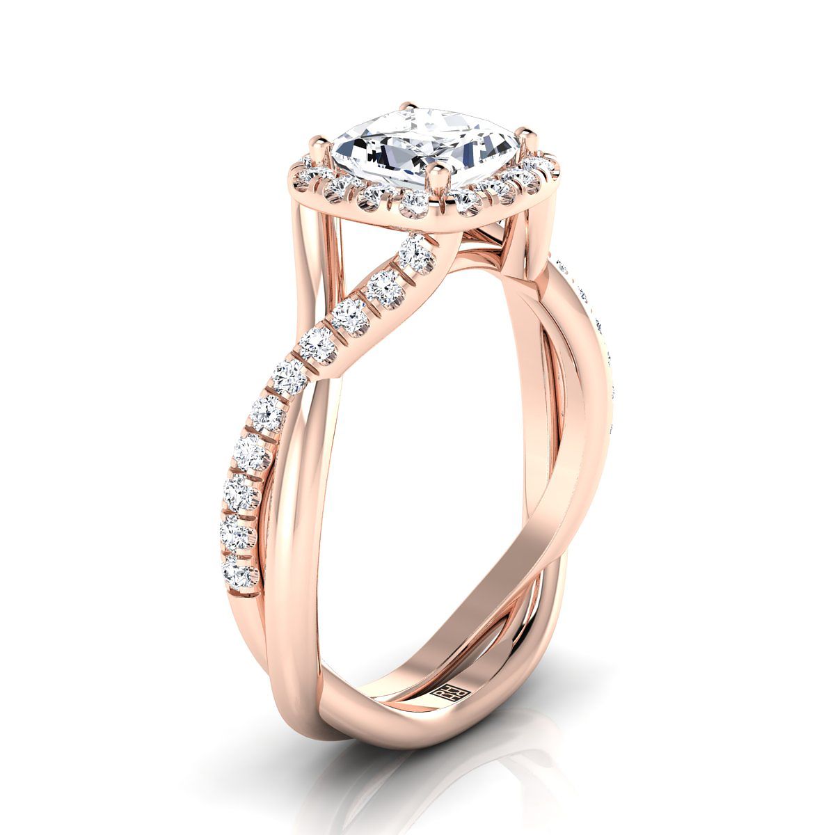 The Bell Select Halo Engagement Ring with Lab Diamond in 14K Rose Gold - view 2