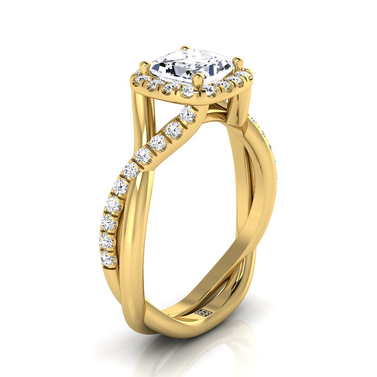 RockHer atelier photo of The Bell princess engagement ring setting in 18K Yellow Gold