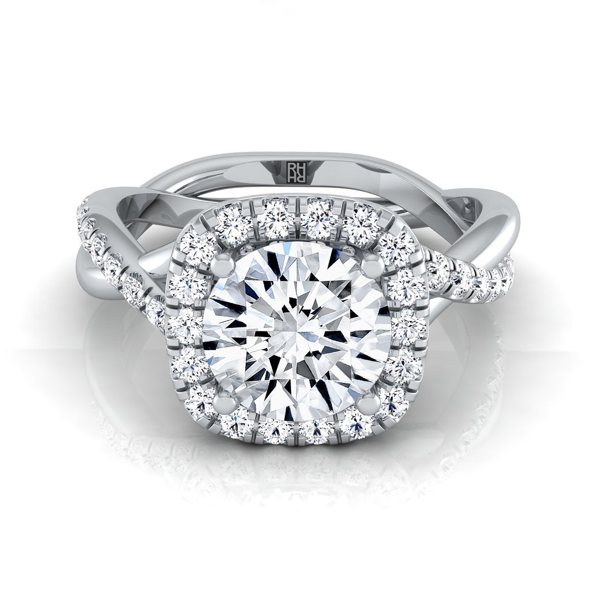 The Bell round engagement ring setting in Platinum | RockHer