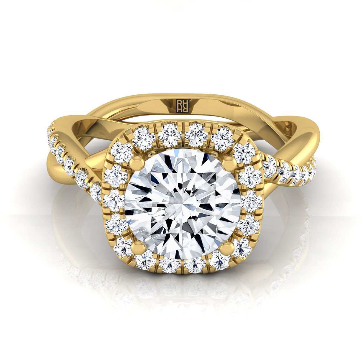 The Bell round engagement ring setting in 18K Yellow Gold | RockHer
