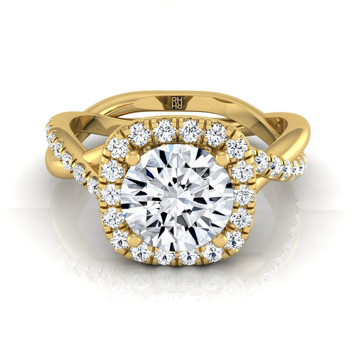 The Bell Select Halo Engagement Ring with Lab Diamond in 18K Yellow Gold - view 1