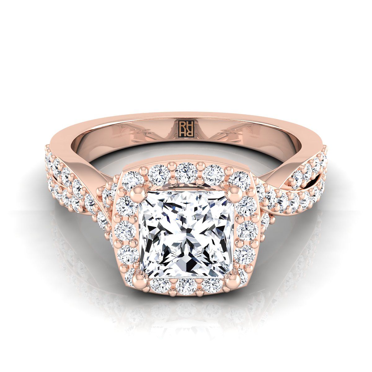 The Clementine princess engagement ring setting in 14K Rose Gold | RockHer