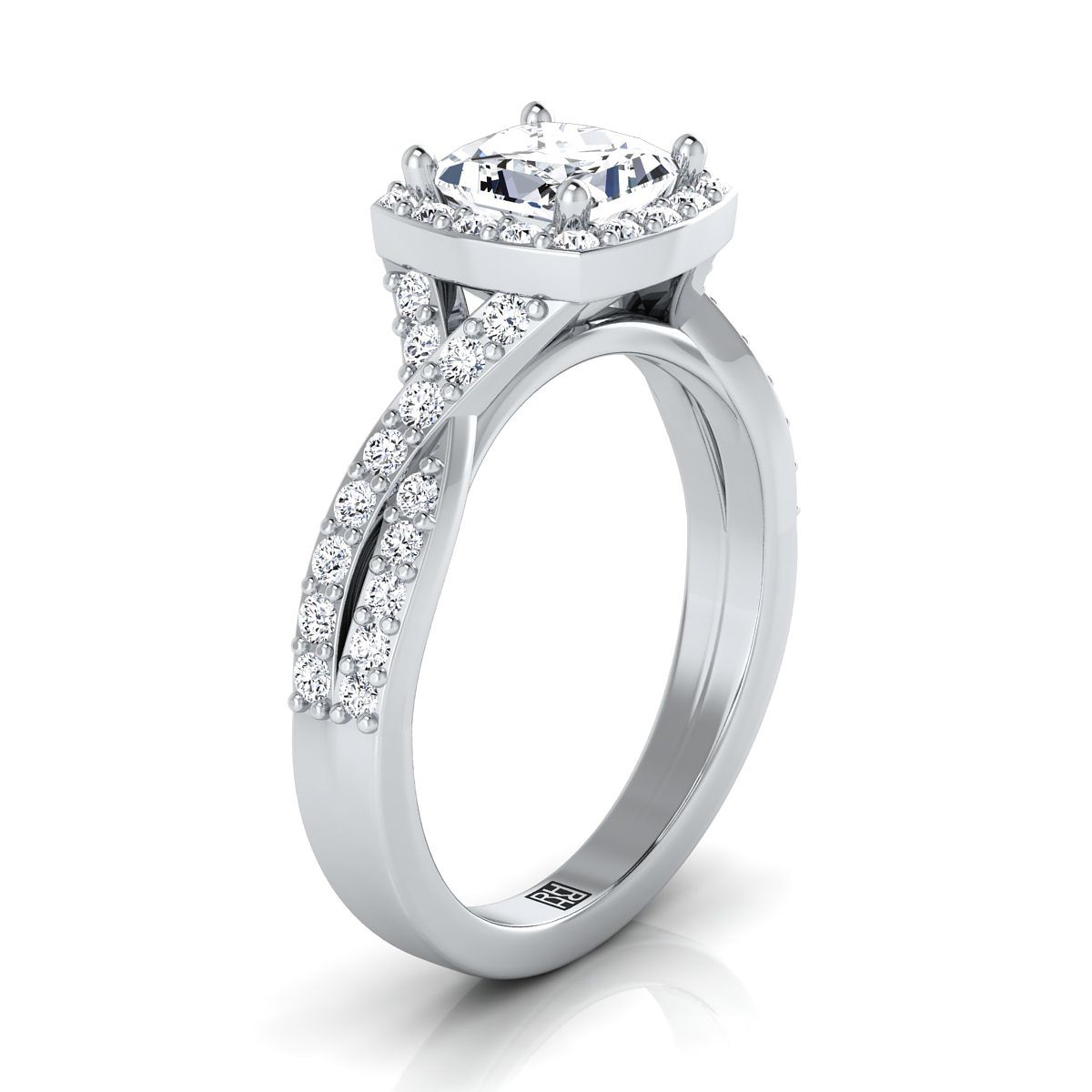 Select Halo styling on The Clementine princess engagement ring setting | RockHer