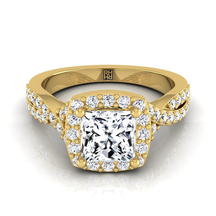 The Clementine Select Halo Engagement Ring with Lab Diamond in 18K Yellow Gold - view 1