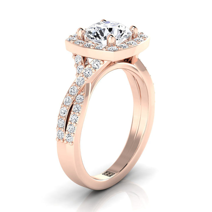 The Clementine Select Halo Engagement Ring with Lab Diamond in 14K Rose Gold - view 2