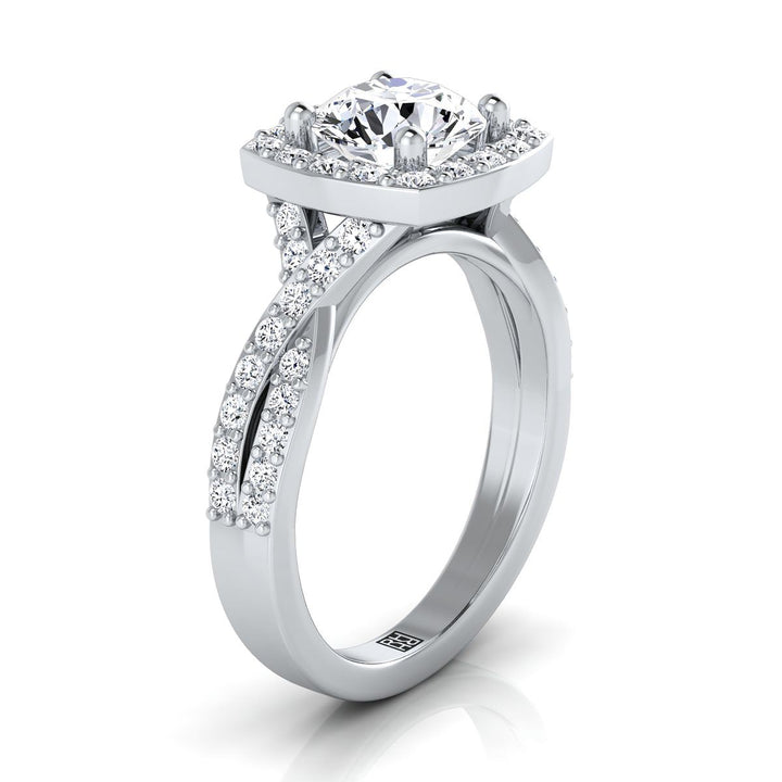 The Clementine Select Halo Engagement Ring with Lab Diamond in 18K White Gold - view 2