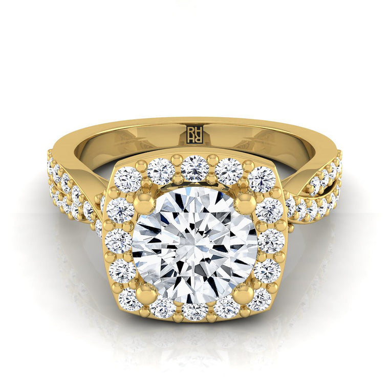 The Clementine Select Halo Round Lab Diamond Engagement Ring in 18K Yellow Gold