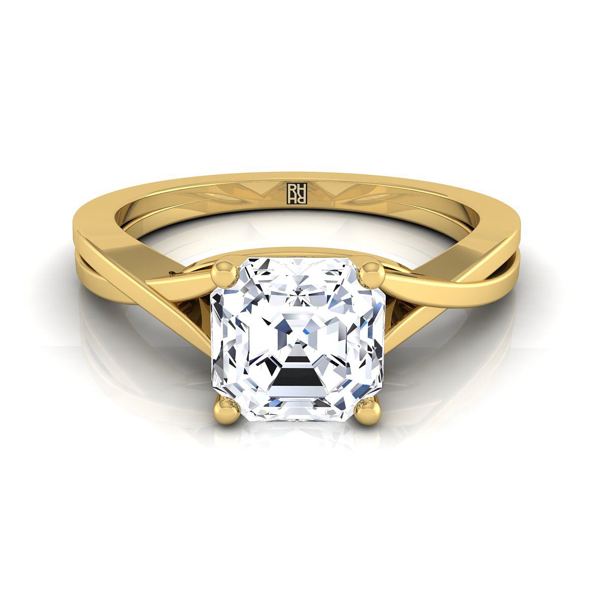 The Priscilla asscher engagement ring setting in 18K Yellow Gold | RockHer