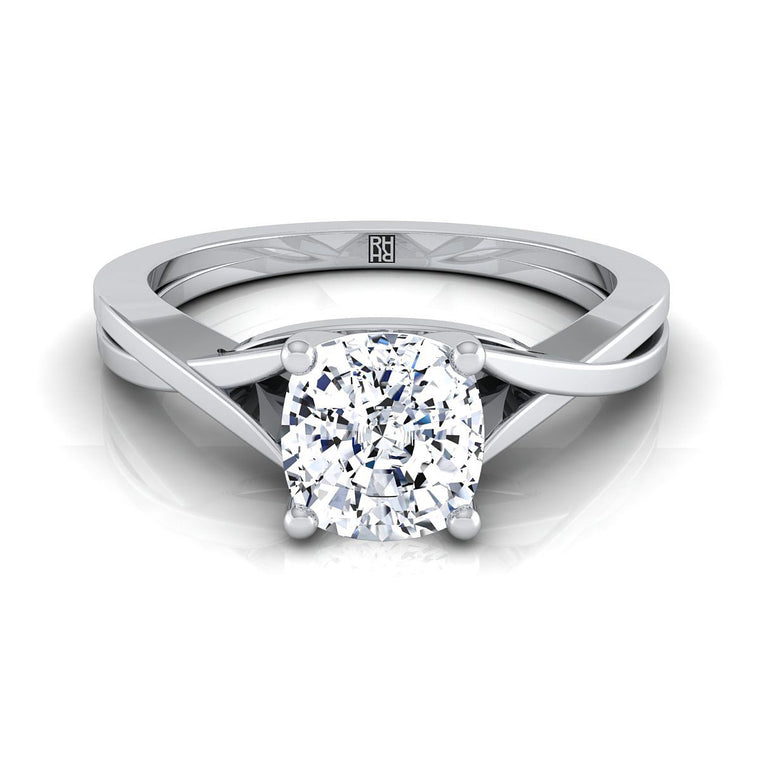 The Priscilla Select Solitaire Cushion Cut Lab Diamond Engagement Ring in 18K White Gold