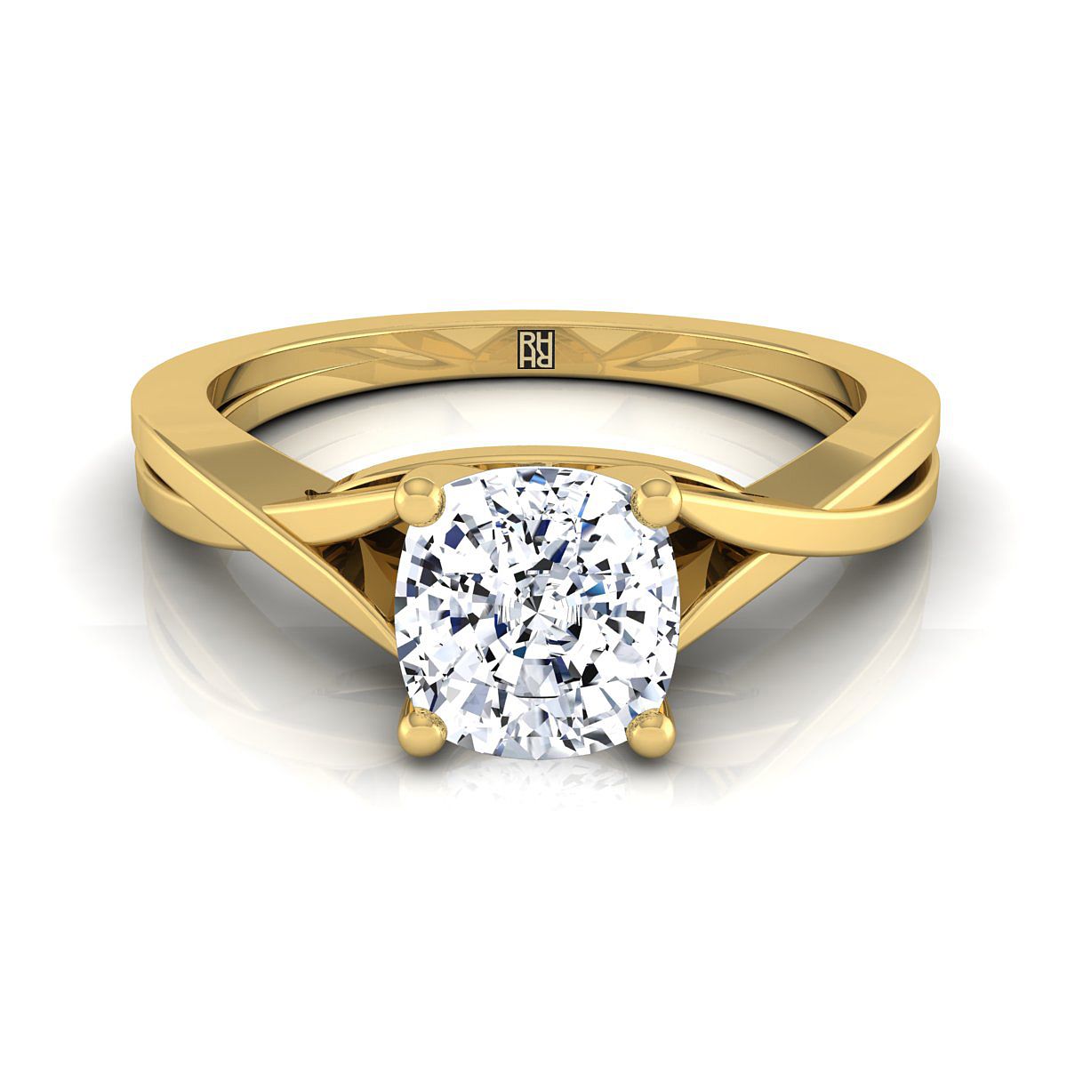 The Priscilla cushion engagement ring setting in 18K Yellow Gold | RockHer