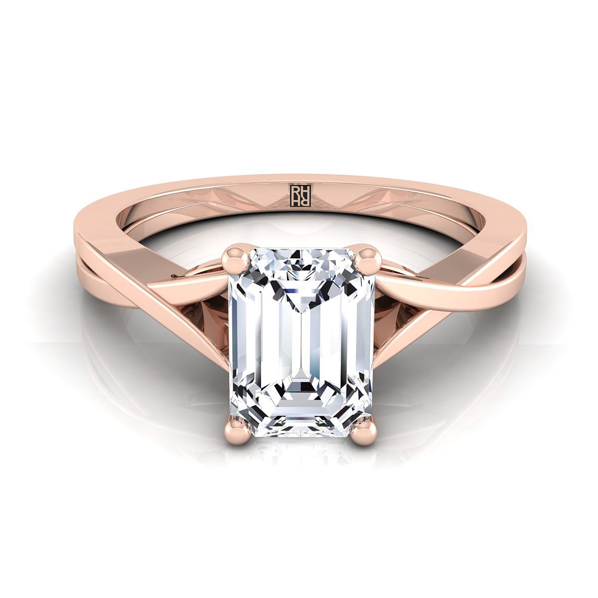 The Priscilla emerald engagement ring setting in 14K Rose Gold | RockHer