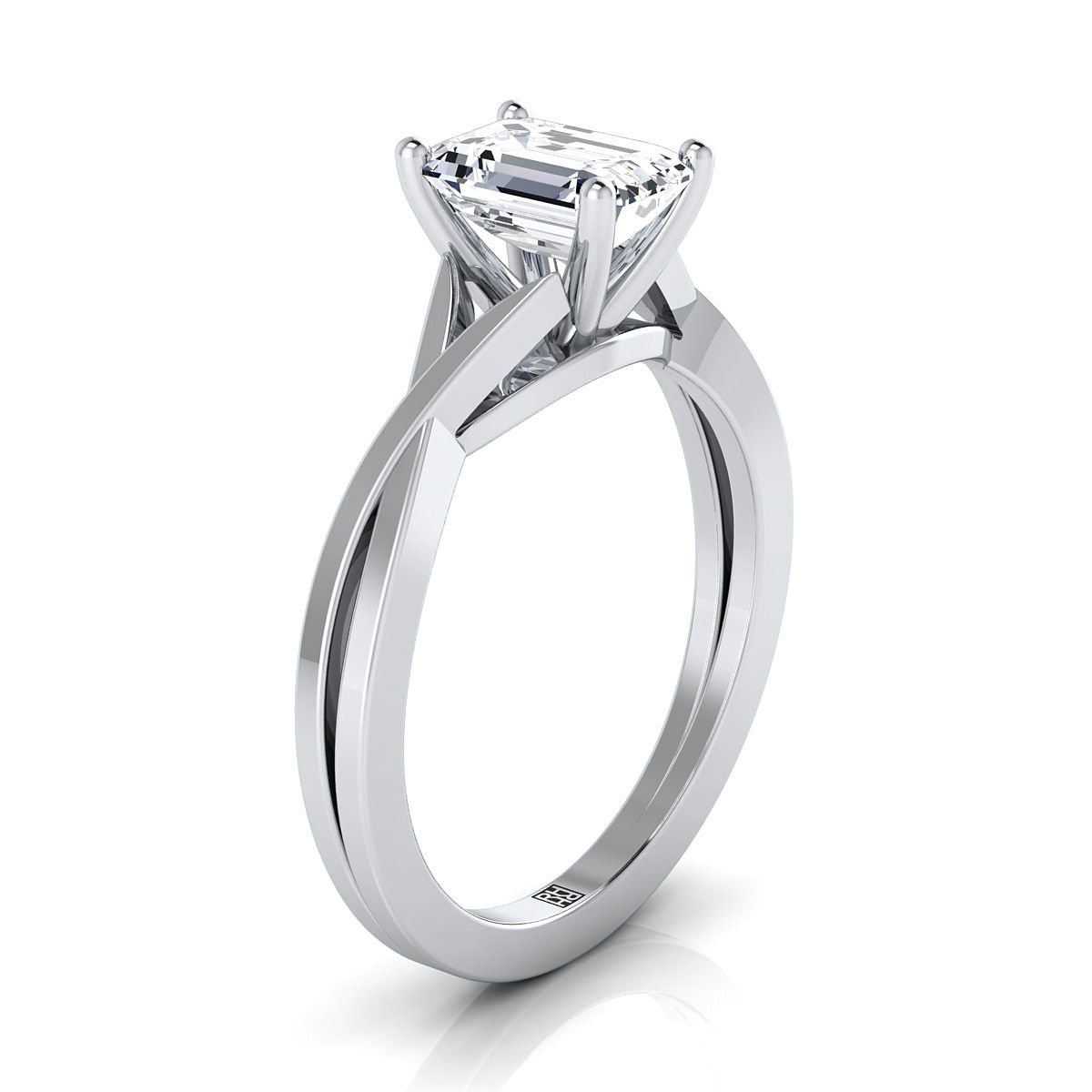 Select Solitaire Cut styling on The Priscilla emerald engagement ring setting | RockHer
