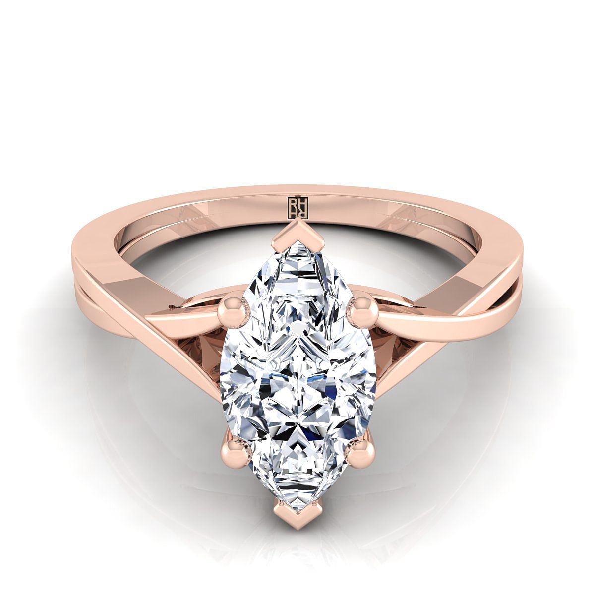 The Priscilla marquise engagement ring setting in 14K Rose Gold | RockHer