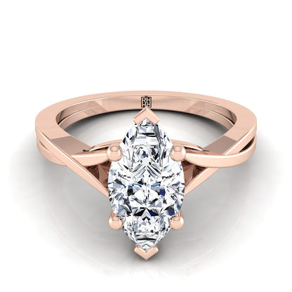 Delicate Twist Cathedral Solitaire Marquise, in 14K Rose Gold, prong setting | RockHer