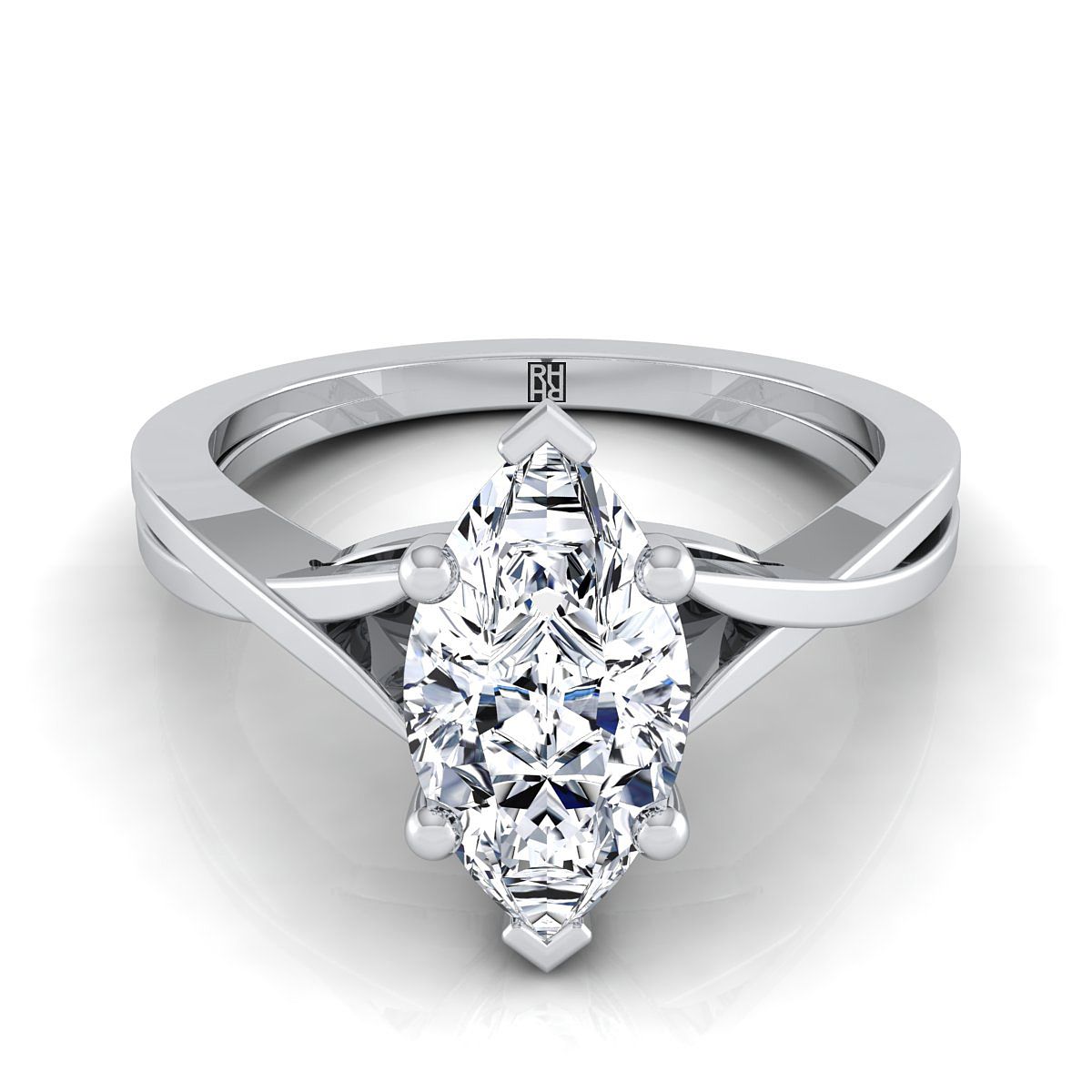 The Priscilla marquise engagement ring setting in Platinum | RockHer
