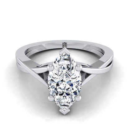 Delicate Twist Cathedral Solitaire Marquise, in 18K White Gold, prong setting | RockHer