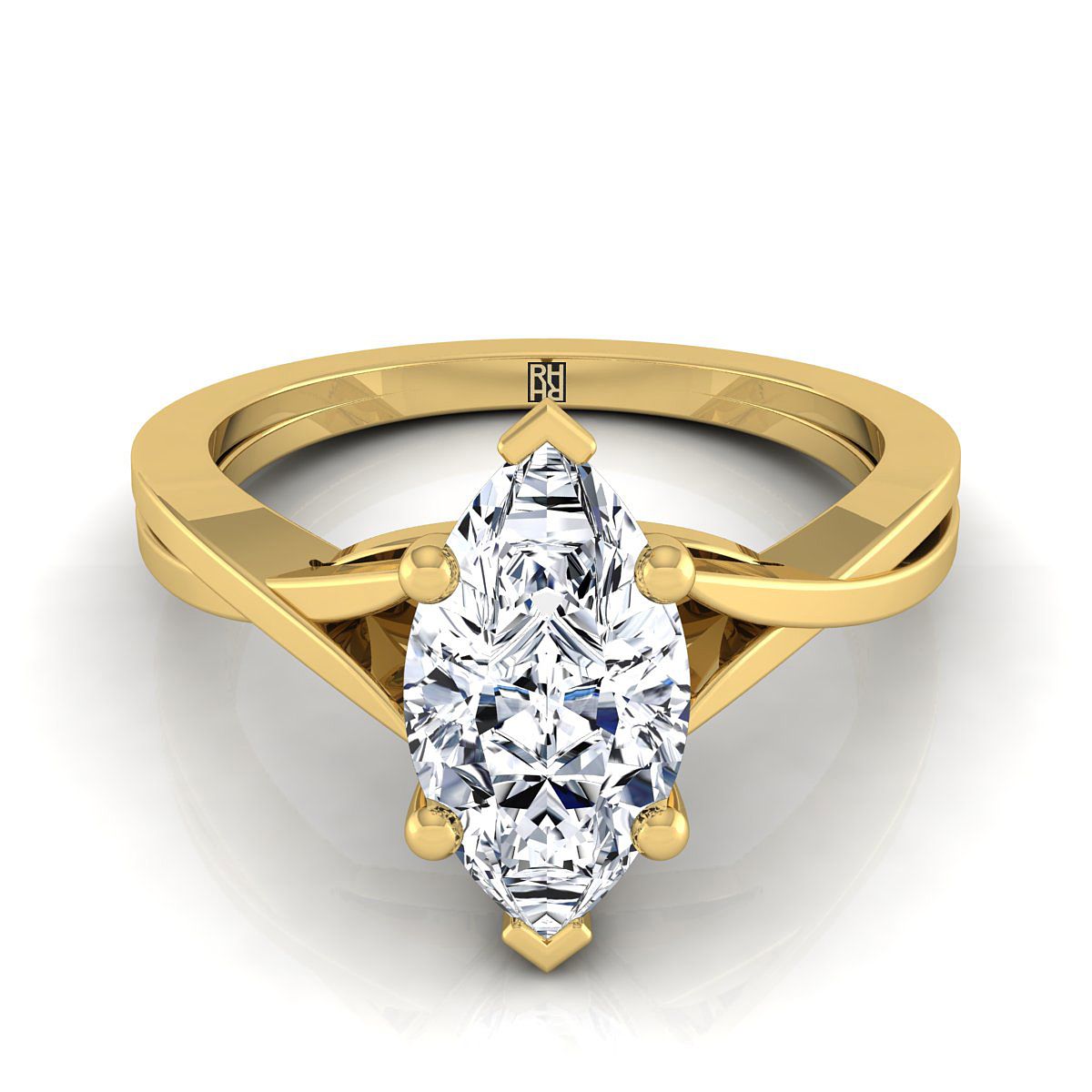 The Priscilla marquise engagement ring setting in 18K Yellow Gold | RockHer