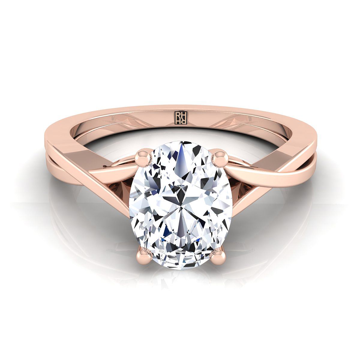 The Priscilla oval engagement ring setting in 14K Rose Gold | RockHer