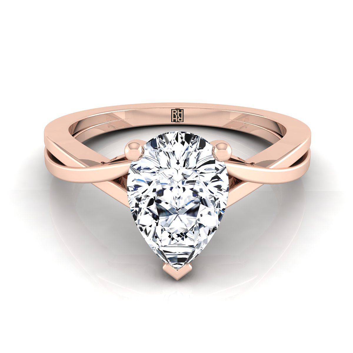 The Priscilla pear engagement ring setting in 14K Rose Gold | RockHer
