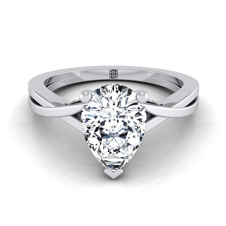 Delicate Twist Cathedral Solitaire Pear Shape, in Platinum, prong setting | RockHer