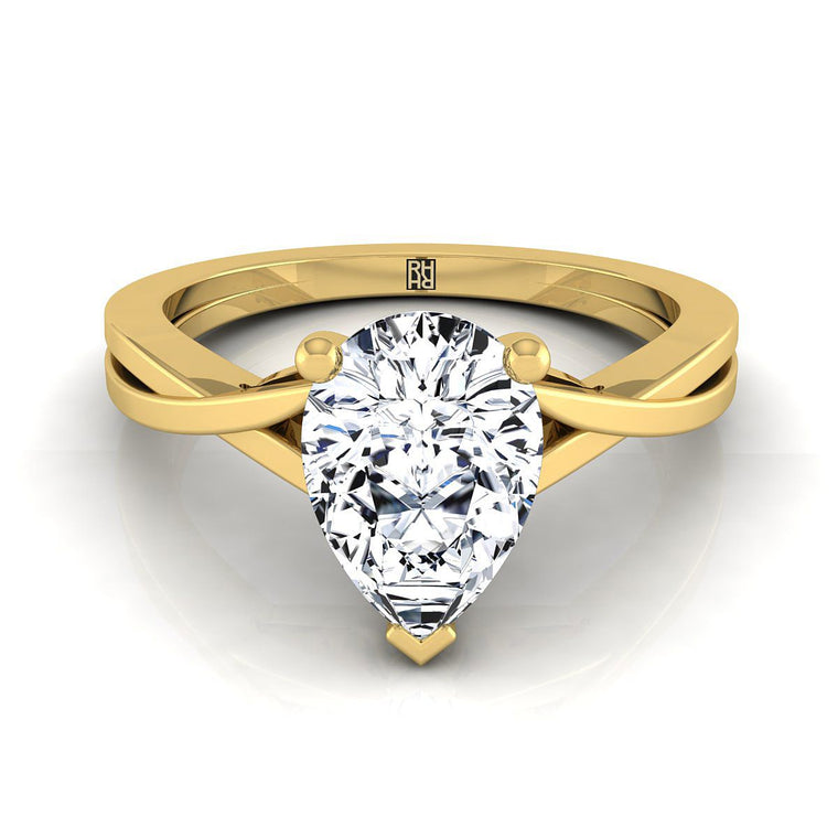 The Priscilla Select Solitaire Pear Lab Diamond Engagement Ring in 18K Yellow Gold