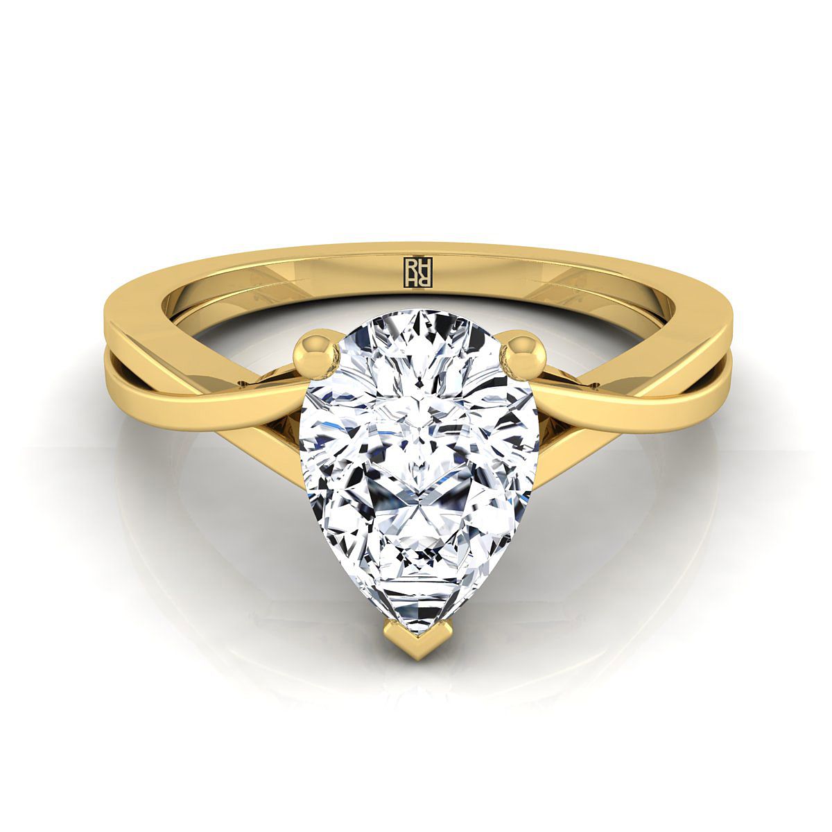 The Priscilla pear engagement ring setting in 18K Yellow Gold | RockHer