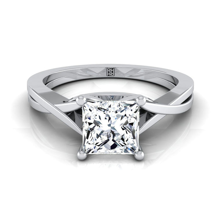 The Priscilla Select Solitaire Princess Cut Lab Diamond Engagement Ring in 18K White Gold