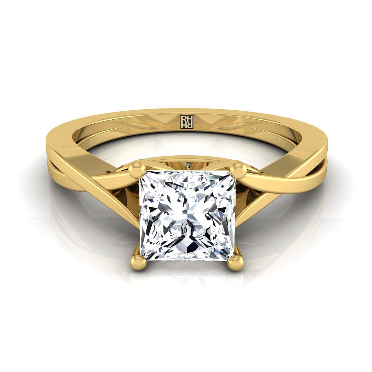 The Priscilla princess engagement ring setting in 18K Yellow Gold | RockHer