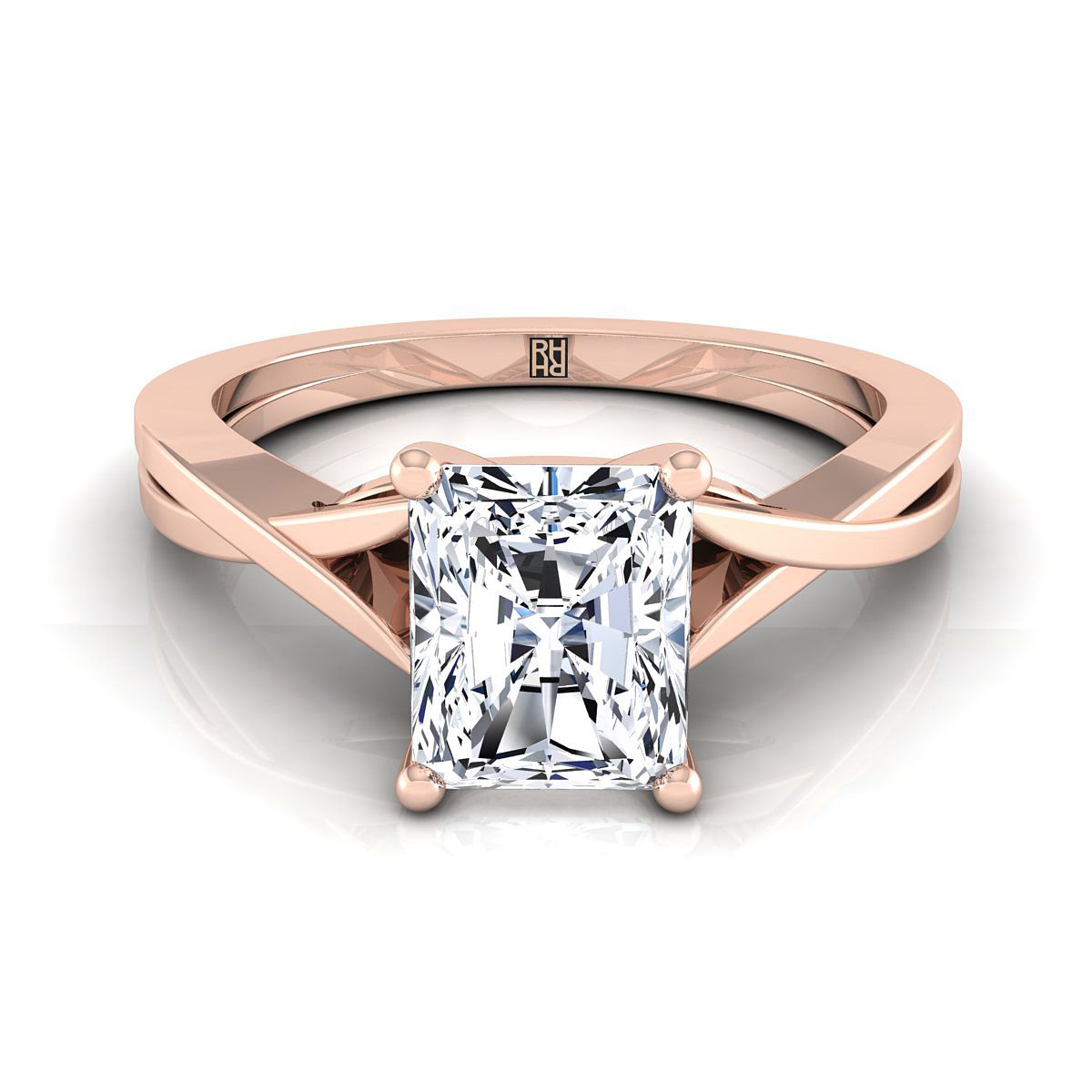 The Priscilla radiant engagement ring setting in 14K Rose Gold | RockHer
