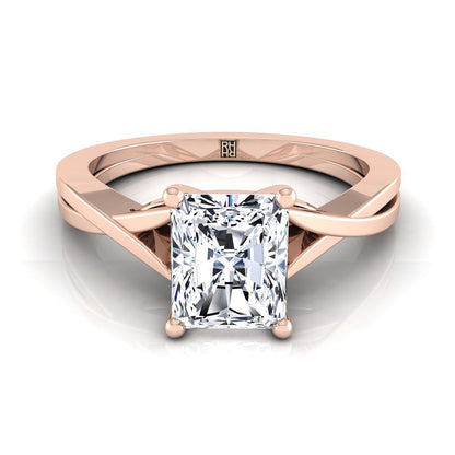 Delicate Twist Cathedral Solitaire Radiant, in 14K Rose Gold, prong setting | RockHer