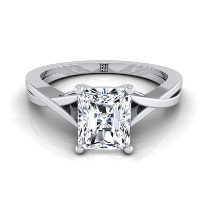 Delicate Twist Cathedral Solitaire Radiant, in 18K White Gold, prong setting | RockHer