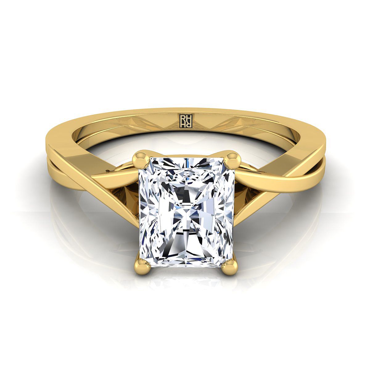 The Priscilla radiant engagement ring setting in 18K Yellow Gold | RockHer