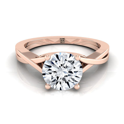 Round Brilliant, Delicate Twist Cathedral Solitaire, in 14K Rose Gold, prong setting | RockHer