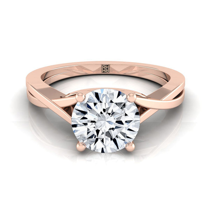 Round Brilliant, Delicate Twist Cathedral Solitaire, in 14K Rose Gold, prong setting | RockHer